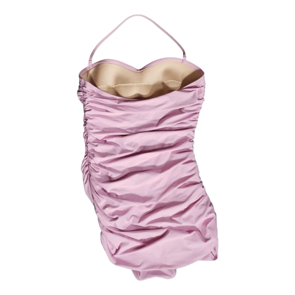 J Crew Petal Pink Shirred Gemma Crossover Halter Maillot Beach Vacation Onepiece